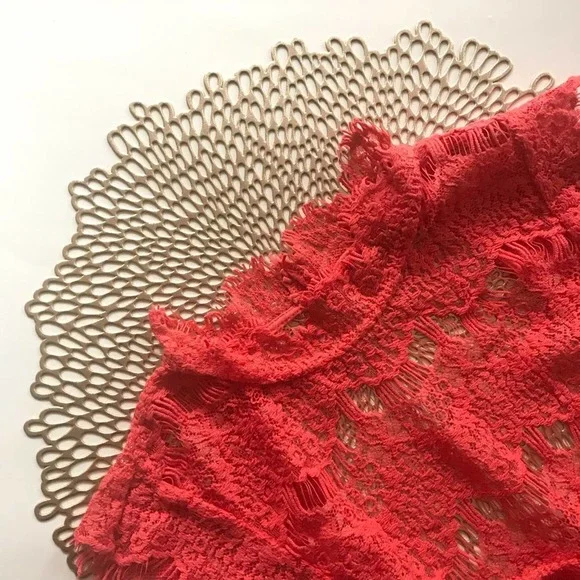 NWT Free People Daydream Coral Lace Dress Size L - Picture 2 of 8